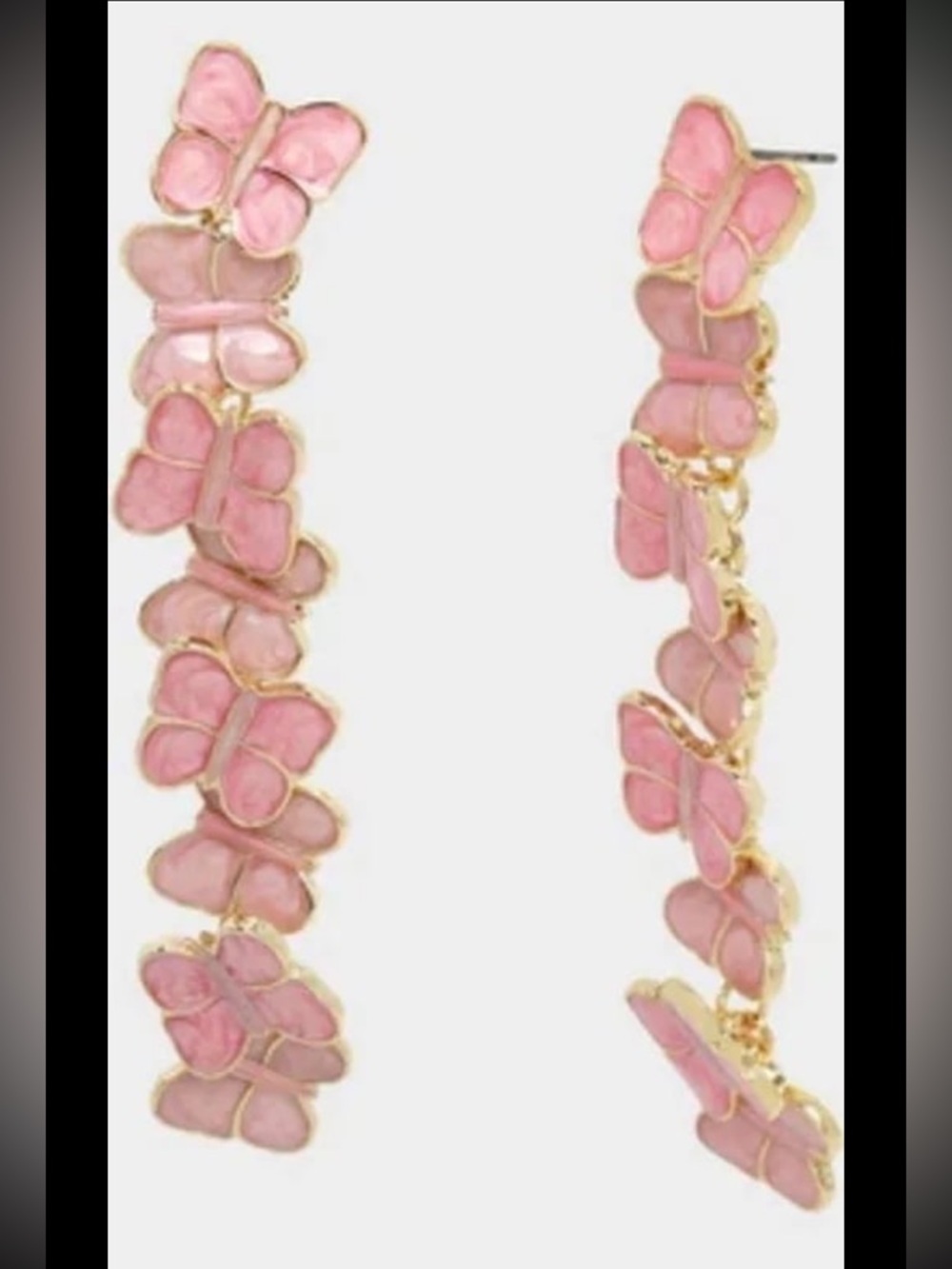 BETSEY JOHNSON Sweetheart Swoon Pink Shell Butterfly Dangle Earrings NEW NWT - Picture 4 of 4